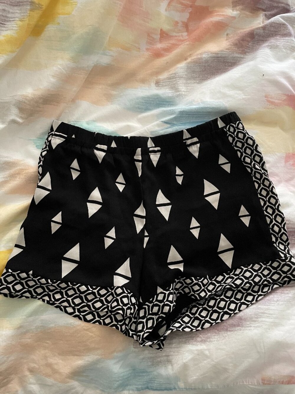 H&M Black & White Geometric Print Shorts